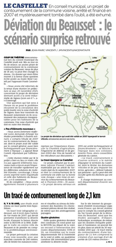 *Déviation du Beausset, un projet validé en 2007 exhumé*